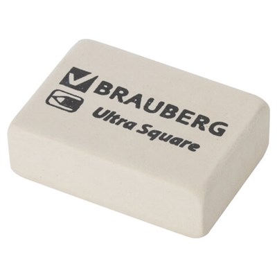 Ластик BRAUBERG "Ultra Square", 26х18х8 мм, белый, натуральный каучук, 228707 - фото 49189680