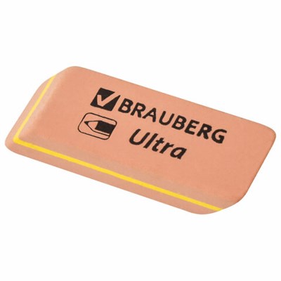 Ластик BRAUBERG "Ultra", 41х14х8 мм, оранжевый, натуральный каучук, 228705 - фото 49189843