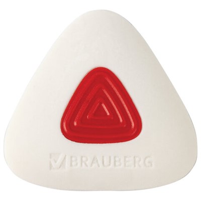 Ластик BRAUBERG "Trios PRO", 36х36х9 мм, белый, треугольный, красный пластиковый держатель, 229559 - фото 49190027