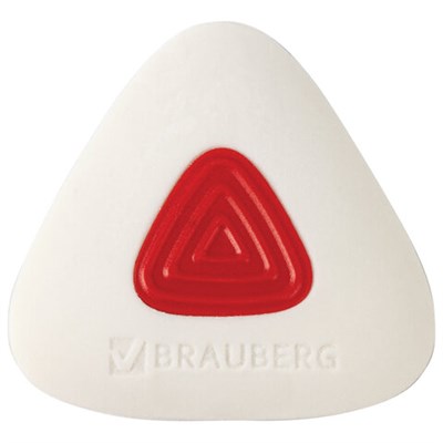 Ластик BRAUBERG "Trios PRO", 36х36х9 мм, белый, треугольный, красный пластиковый держатель, 229559 229559 - фото 49190027