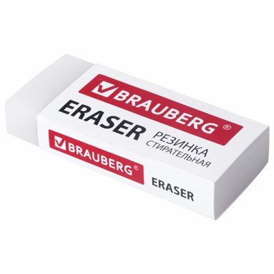 Ластик большой BRAUBERG EXTRA, 60х24х11 мм, белый, прямоугольный, экологичный ПВХ, картонный держатель, 228074 228074 - фото 49190118