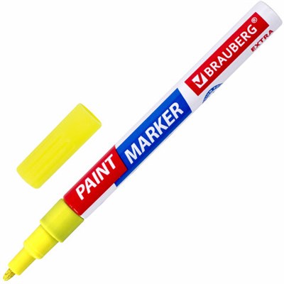 Маркер-краска лаковый EXTRA (paint marker) 2 мм, ЖЕЛТЫЙ, УСИЛЕННАЯ НИТРО-ОСНОВА, BRAUBERG, 151973 151973 - фото 49193719