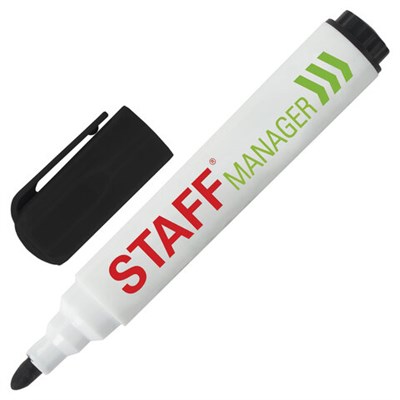 Маркер стираемый для белой доски ЧЕРНЫЙ, STAFF "Manager" WBM-491, 5 мм, с клипом, 151491 151491 - фото 49195411