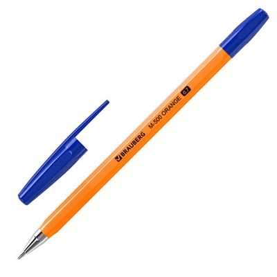 Ручка шариковая BRAUBERG "M-500 ORANGE", СИНЯЯ, корпус оранжевый, узел 0,7 мм, линия письма 0,35 мм, 143448 - фото 49201905