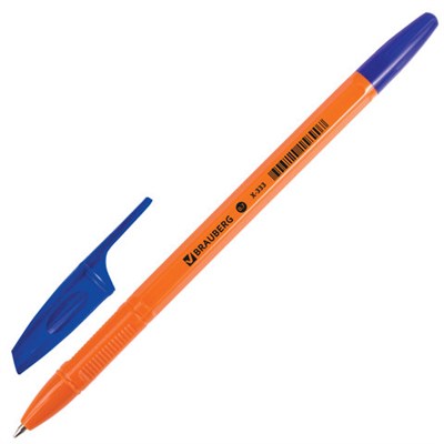 Ручка шариковая BRAUBERG "X-333 Orange", СИНЯЯ, корпус оранжевый, узел 0,7 мм, линия письма 0,35 мм, 142409 - фото 49202034