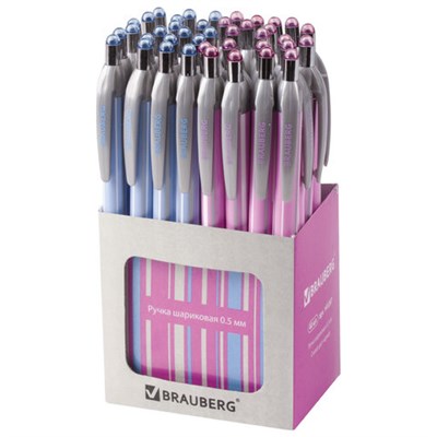 Ручка шариковая автоматическая BRAUBERG "Sakura", корпус ассорти, узел 0,5 мм, линия письма 0,3 мм, 141287 - фото 49202242