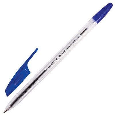 Ручка шариковая BRAUBERG "X-333", СИНЯЯ, корпус прозрачный, узел 0,7 мм, линия письма 0,35 мм, 142405 - фото 49202446