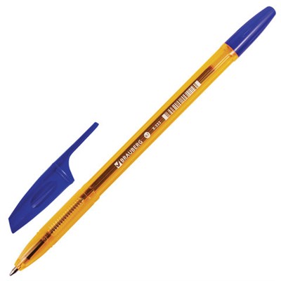Ручка шариковая BRAUBERG "X-333" AMBER, СИНЯЯ, корпус тонированный оранжевый, узел 0,7 мм, линия письма 0,35 мм, 142832 - фото 49202550