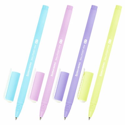 Ручка шариковая BRAUBERG SOFT TOUCH STICK "PASTEL" СИНЯЯ, мягкое покрытие, корпус ассорти, узел 0,7 мм, 143698 143698 - фото 49203091