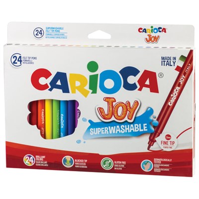 Фломастеры CARIOCA (Италия) "Joy", 24 цвета, суперсмываемые, вентилируемый колпачок, картонная коробка, 40615 - фото 49208444