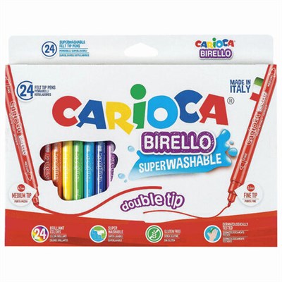 Фломастеры двухсторонние CARIOCA (Италия) "Birello", 24 цвета, суперсмываемые, 41521 - фото 49208508
