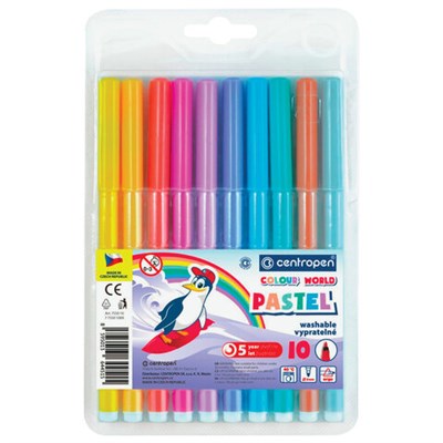 Фломастеры ПАСТЕЛЬНЫЕ 10 ЦВЕТОВ CENTROPEN "Colour World Pastel", смываемые, 7550/10TP, 7 7550 1087 - фото 49208510