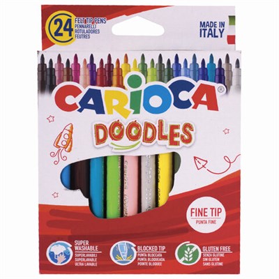 Фломастеры CARIOCA (Италия) "Doodles", 24 цвета, суперсмываемые, 42315 - фото 49208519