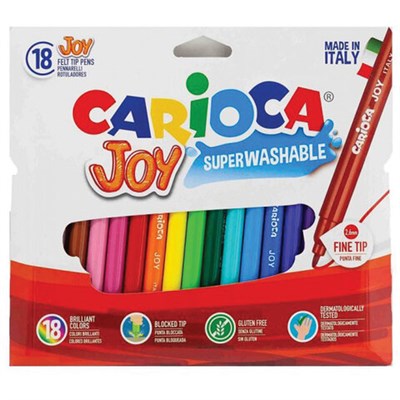 Фломастеры CARIOCA (Италия) "Joy" 18 цветов, суперсмываемые, вентилируемый колпачок, 40555 - фото 49208549