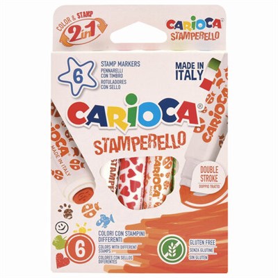 Фломастеры-штампы двусторонние CARIOCA (Италия) "Stamperello", 6 цветов, смываемые, 42279 - фото 49208550