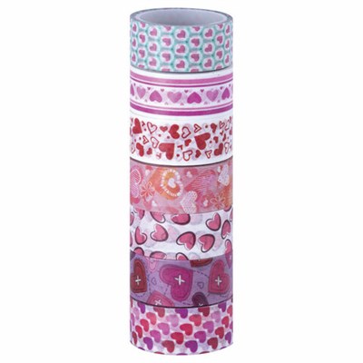 Клейкие WASHI-ленты для декора "СЕРДЦА", 15 мм х 3 м, 7 цветов, рисовая бумага, ОСТРОВ СОКРОВИЩ, 661708 661708
