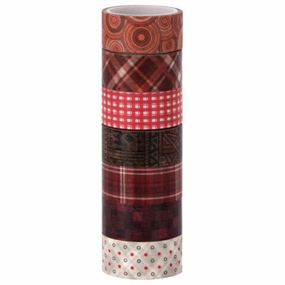 Клейкие WASHI-ленты для декора ОТТЕНКИ КРАСНОГО, 15 мм х 3 м, 7 цветов, рисовая бумага, ОСТРОВ СОКРОВИЩ, 661705 661705