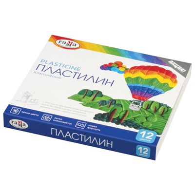 Пластилин классический ГАММА "Классический", 12 цветов, 240 г, со стеком, картонная упаковка, 281033 - фото 49217181