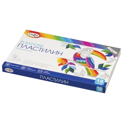 Пластилин классический ГАММА "Классический", 18 цветов, 360 г, со стеком, картонная упаковка, 281035 - фото 49217191