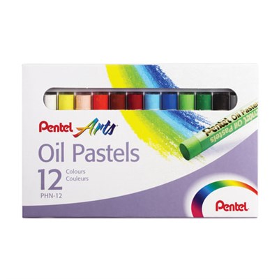 Пастель масляная художественная PENTEL "Oil Pastels", 12 цветов, круглое сечение, картонная упаковка, PHN4-12 181300 - фото 49224295