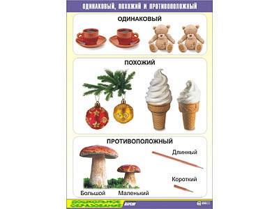 Таблица демонстрационная "Одинаковый, похожий и противоположный" (винил 70x100) 9456ED - фото 49455286
