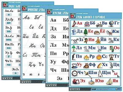 Комплект таблиц "Русский алфавит" (4 табл., формат А1, матовое ламинир.) 7319ED - фото 49455515