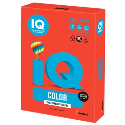 Бумага цветная IQ color, А4, 160 г/м2, 250 л., интенсив, кораллово-красная, CO44 110687 - фото 49539830