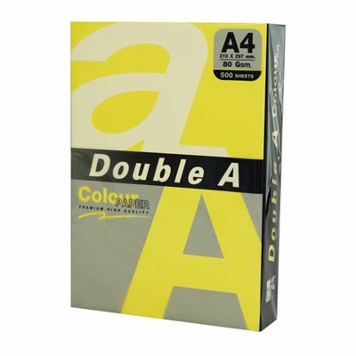 Бумага цветная DOUBLE A, А4, 80 г/м2, 500 л., интенсив, желтая 115127 - фото 49886116