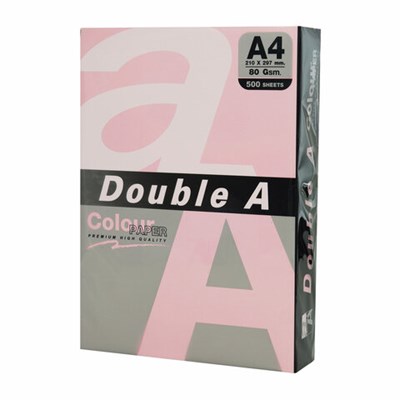 Бумага цветная DOUBLE A, А4, 80 г/м2, 500 л., пастель, розовая 115120 - фото 49886122