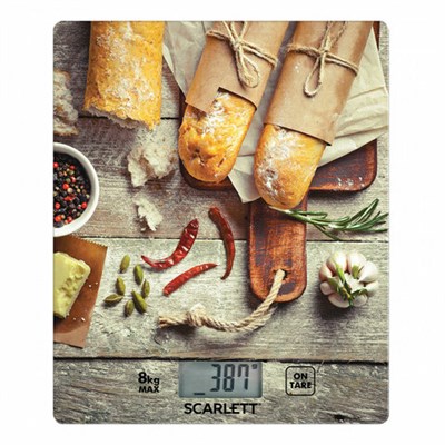 Весы кухонные SCARLETT SC-KS57P62, электронный дисплей, max вес 8 кг, тарокомпенсация, стекло 455861