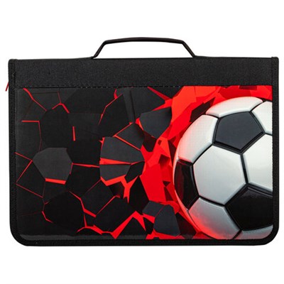 Папка на молнии BRAUBERG А4 с ручкой, с органайзером, 1 отделение, "Black football", 270992 270992