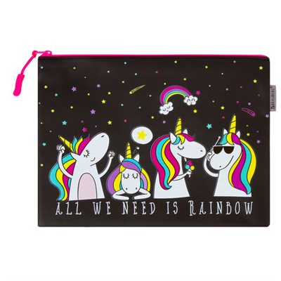 Папка для тетрадей A5 BRAUBERG, мягкий, водонепроницаемая молния, "Unicorns", 25х20 см, 229259 229259