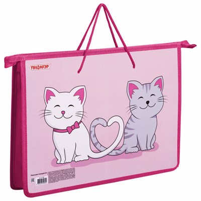 Папка на молнии с ручками ПИФАГОР А4, 1 отделение, пластик, ручки-шнурок, "Best Buds", 271469 271469