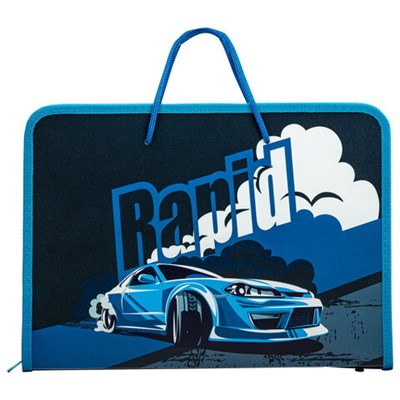 Папка для труда на молнии с ручками ПИФАГОР А4, 1 отделение, пластик, органайзер, "Rapid engine", 270878 270878