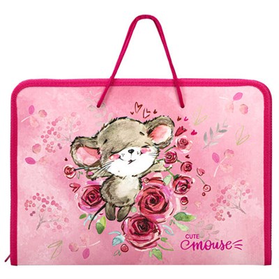 Папка для труда на молнии с ручками ПИФАГОР А4, 1 отделение, пластик, органайзер, "Mouse", 270877 270877