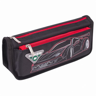 Пенал мягкий ЮНЛАНДИЯ, 2 отделения, полиэстер, "Speed car", черный, 21х6х9 см, 270273 270273