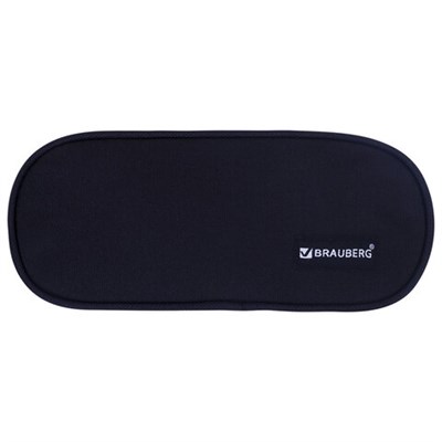 Пенал-косметичка BRAUBERG овальный, полиэстер, "Black", 22х9х5 см, 229271 229271