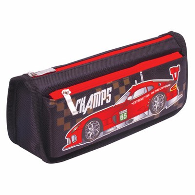 Пенал мягкий ЮНЛАНДИЯ, 2 отделения, полиэстер, "Car champion", черный, 21х6х9 см, 228982 228982