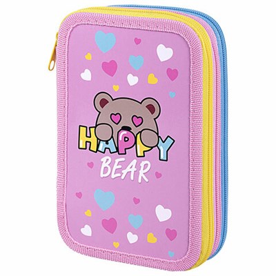 Пенал ПИФАГОР, 3 отделения, ламинированный картон, 19х11 см, "Bear Hugs", 271544 271544