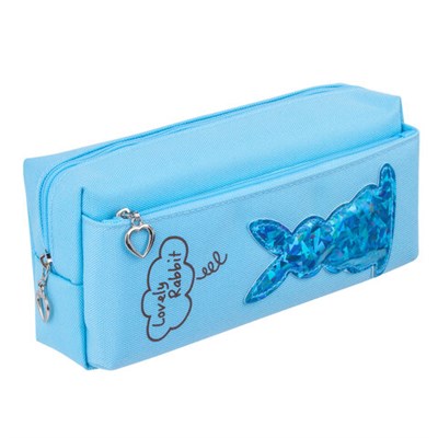 Пенал мягкий ЮНЛАНДИЯ, 2 отделения, полиэстер, "Bunny", голубой, 20х7х9 см, 228987 228987