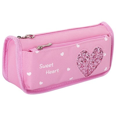 Пенал мягкий ЮНЛАНДИЯ, 2 отделения, полиэстер, "Heart", розовый, 21х6х9 см, 270258 270258