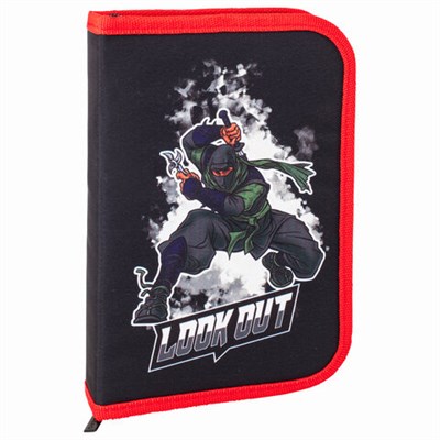 Пенал BRAUBERG, 1 отделение, 2 откидные планки, полиэстер, 21х14 см, "Ninja", 270313 270313