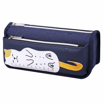 Пенал мягкий ЮНЛАНДИЯ, 2 отделения, полиэстер, "Cats rule", синий, 21х9х6 см, 271576 271576
