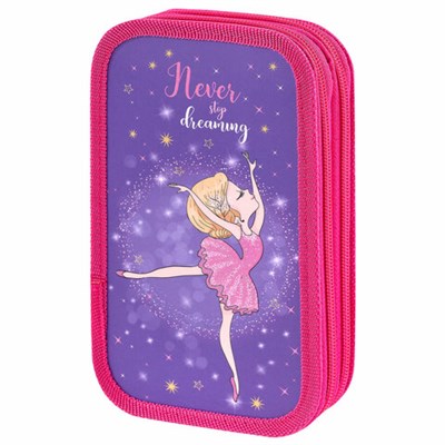 Пенал ЮНЛАНДИЯ, 2 отделения, ламинированный картон, 19х11 см, "Dancing girl", 270885 270885