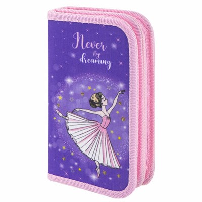 Пенал ЮНЛАНДИЯ, 2 отделения, полиэстер, 19x11 см, "Dancing ballerina", 270366 270366