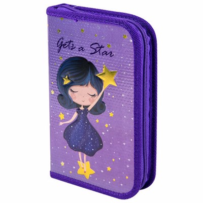 Пенал ЮНЛАНДИЯ, 1 отделение, металлизированный картон, конгрев, 19х11 см, "New star", 271104 271104