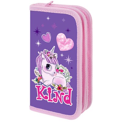 Пенал ПИФАГОР, 2 отделения, ламинированный картон, 19х11 см, "Happy Unicorn", 271533 271533