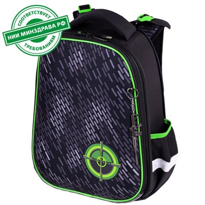 Ранец BRAUBERG PREMIUM, 2 отделения, с брелком, "Gunsight", 38х29х16 см, 271357 271357