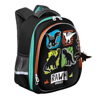 Ранец GRIZZLY анатомическая спинка, картхолдер, для мальчиков, DINO, 36х28х20 см, RAz-387-6/1 271761