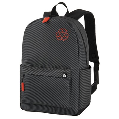 Рюкзак BRAUBERG ENERGETIC универсальный, эргономичный, "Recycle", черный\серый, 43х30х16 см, 270796 270796